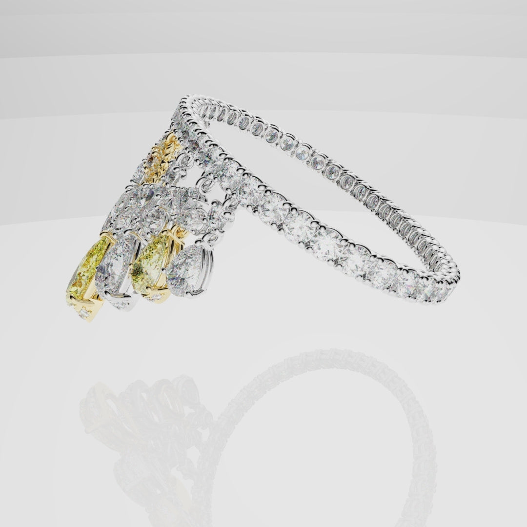 Bespoke High Jewellery Sun and Moon Bracelet - 18ct white gold and Yellow gold