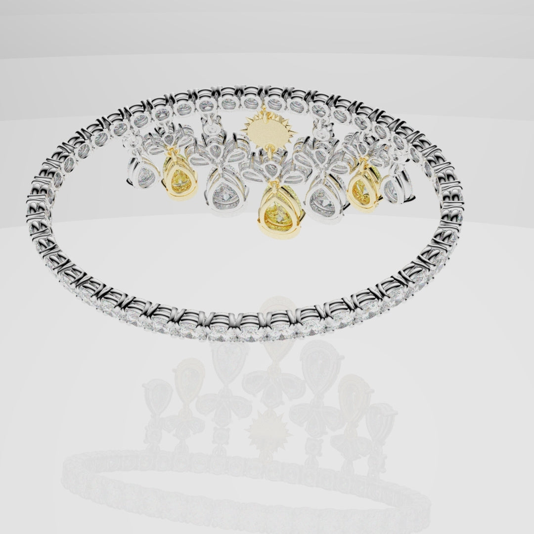 Bespoke High Jewellery Sun and Moon Bracelet - 18ct white gold and Yellow gold