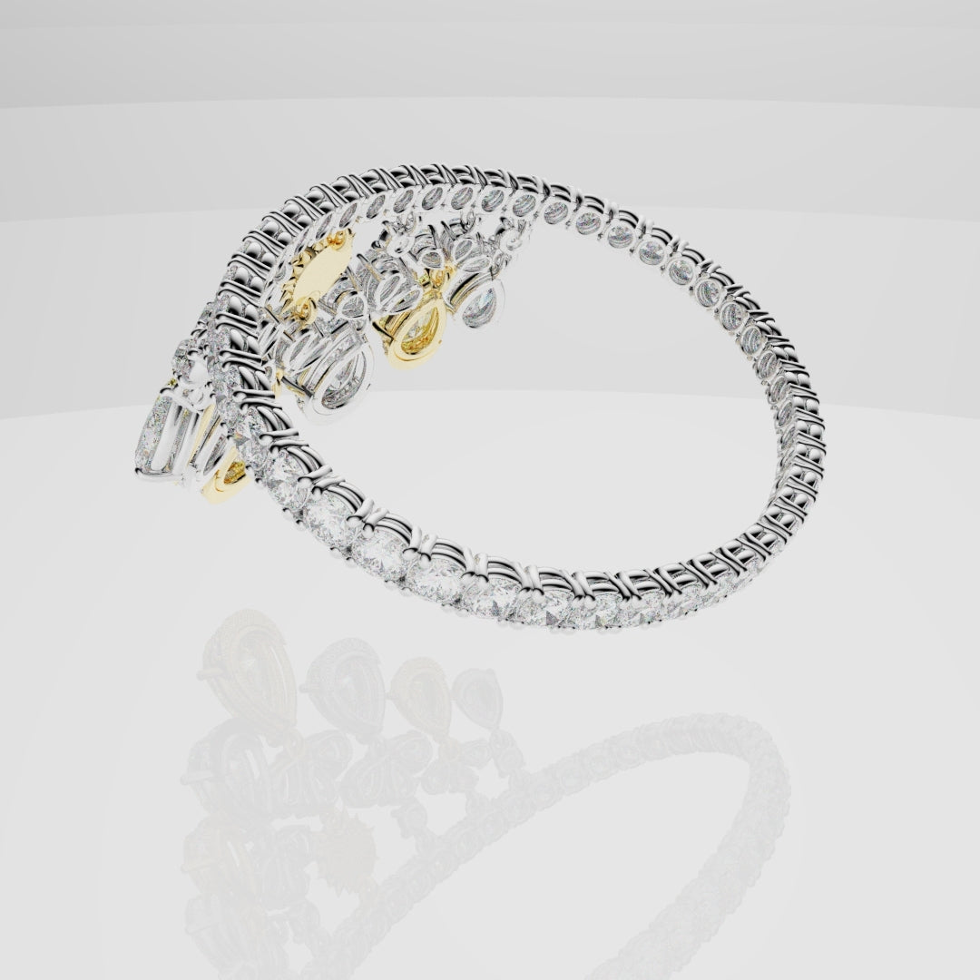 Bespoke High Jewellery Sun and Moon Bracelet - 18ct white gold and Yellow gold