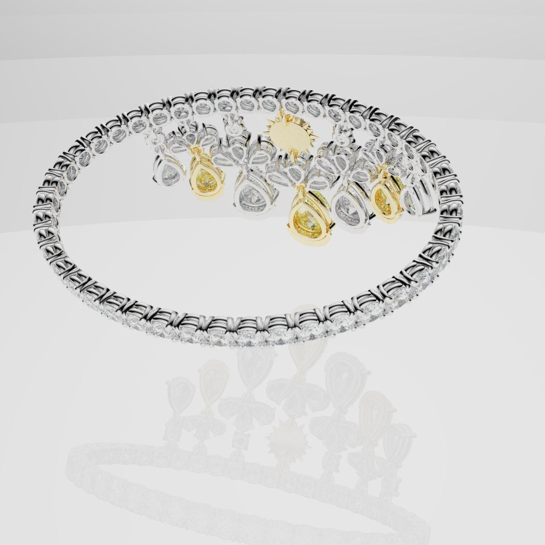 Bespoke High Jewellery Sun and Moon Bracelet - 18ct white gold and Yellow gold