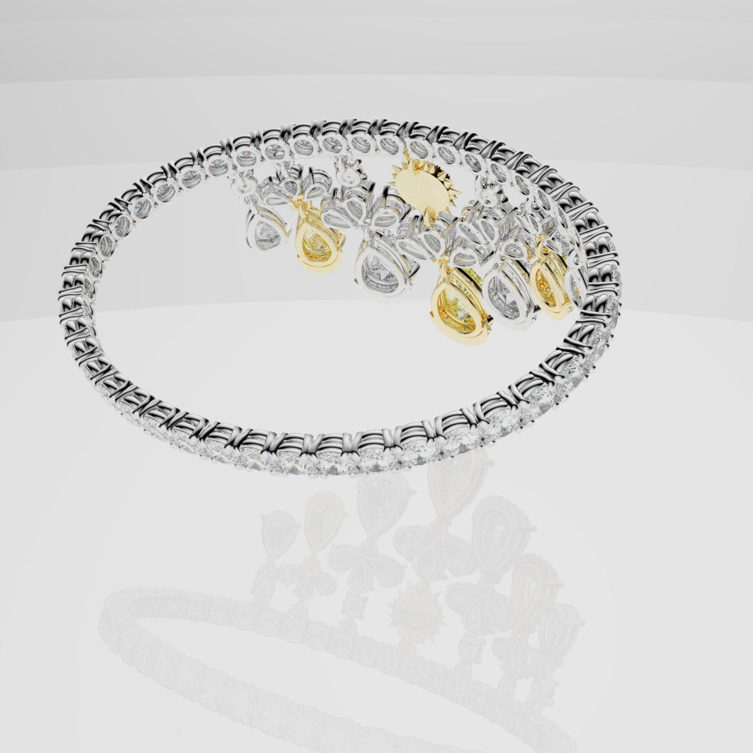 Bespoke High Jewellery Sun and Moon Bracelet - 18ct white gold and Yellow gold