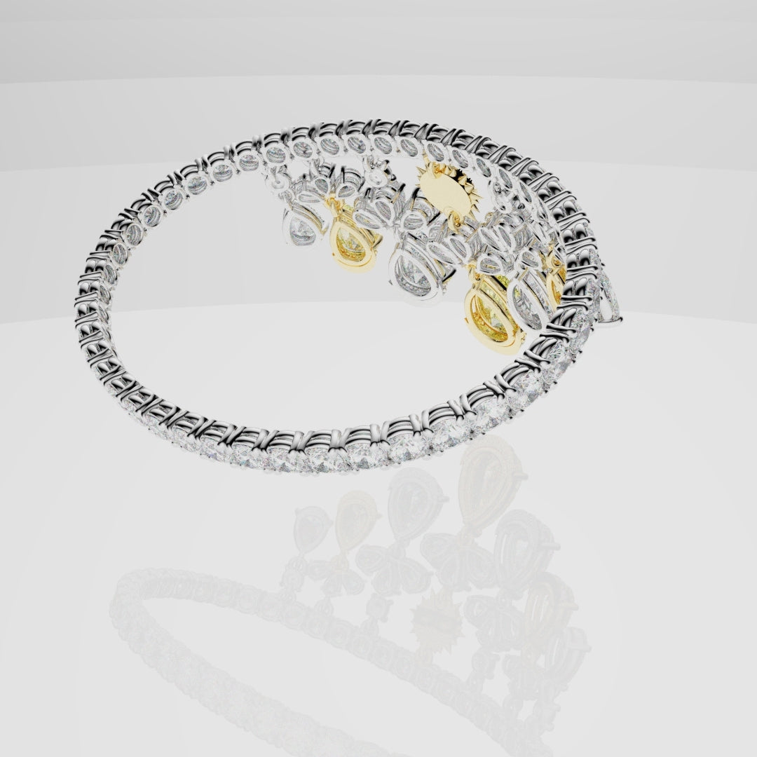 Bespoke High Jewellery Sun and Moon Bracelet - 18ct white gold and Yellow gold