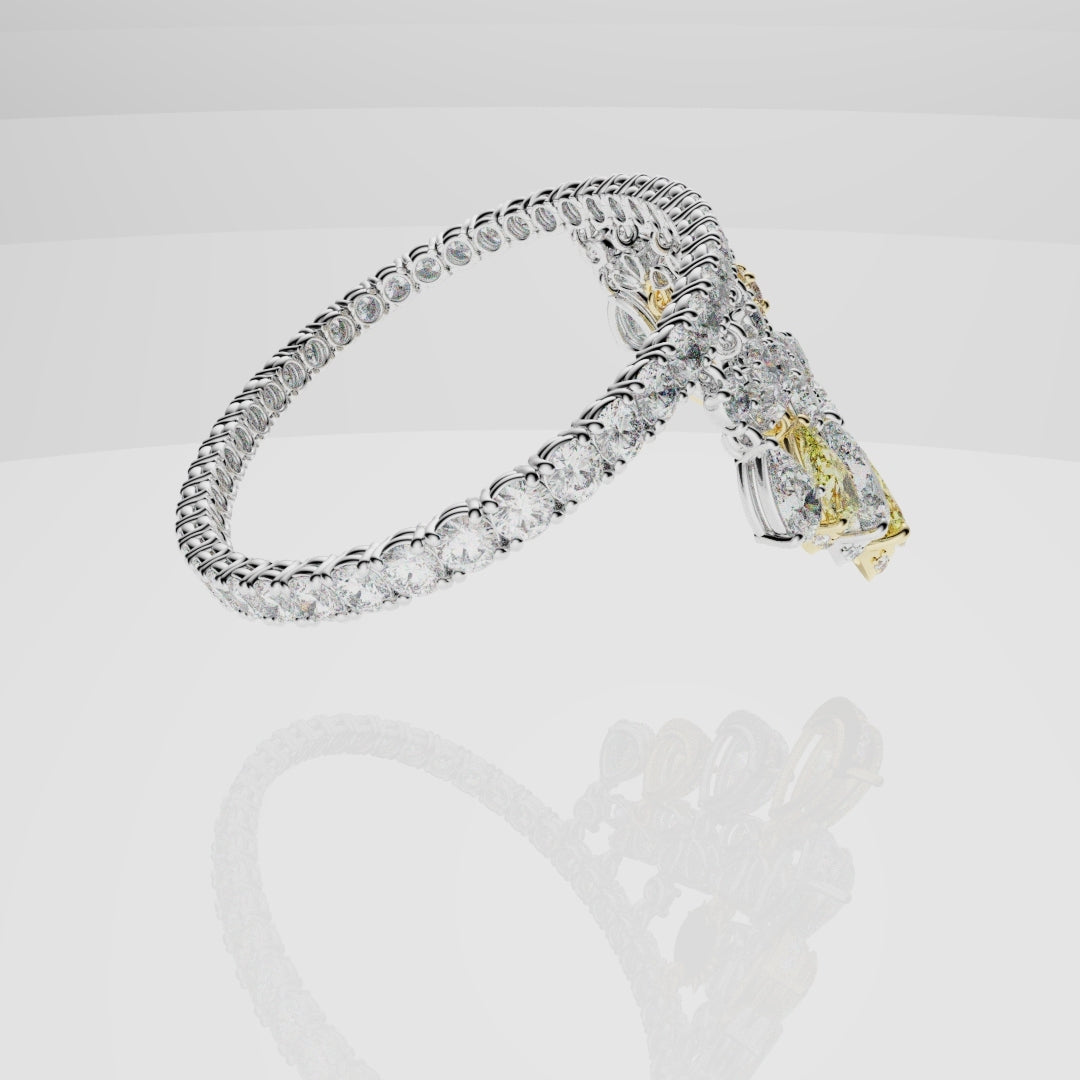 Bespoke High Jewellery Sun and Moon Bracelet - 18ct white gold and Yellow gold
