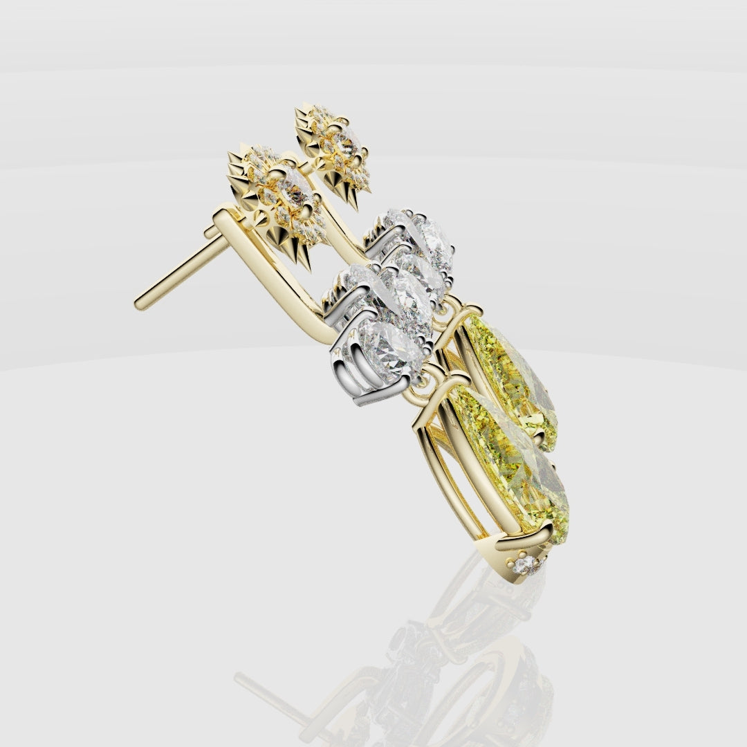 Bespoke High Jewellery Sun and Moon Earrings - White Gold and Yellow Gold