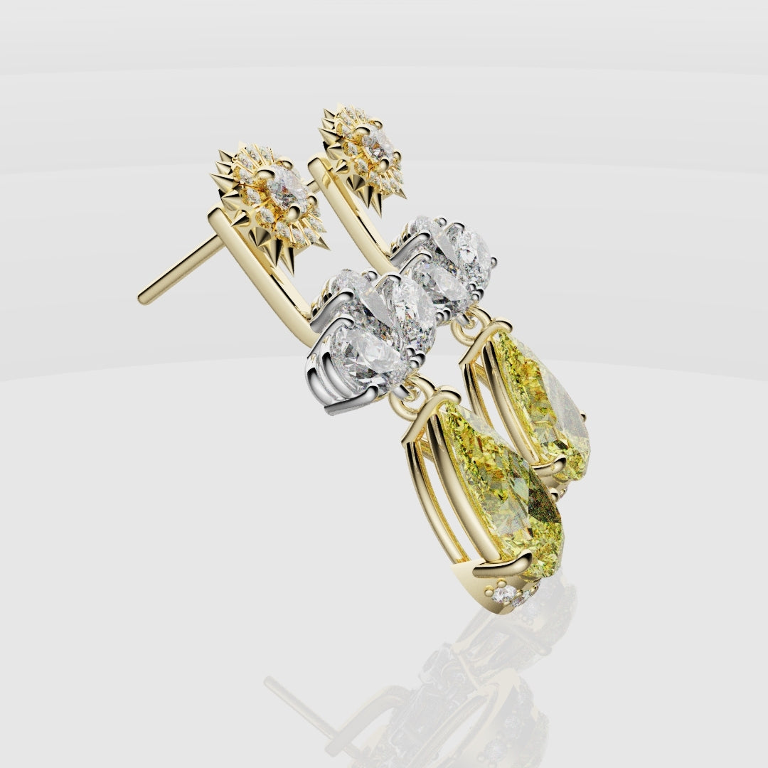Bespoke High Jewellery Sun and Moon Earrings - White Gold and Yellow Gold