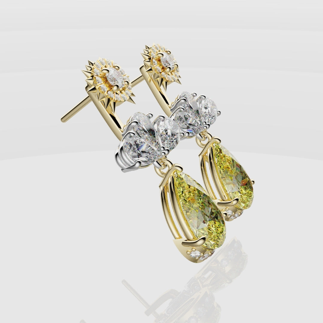 Bespoke High Jewellery Sun and Moon Earrings - White Gold and Yellow Gold