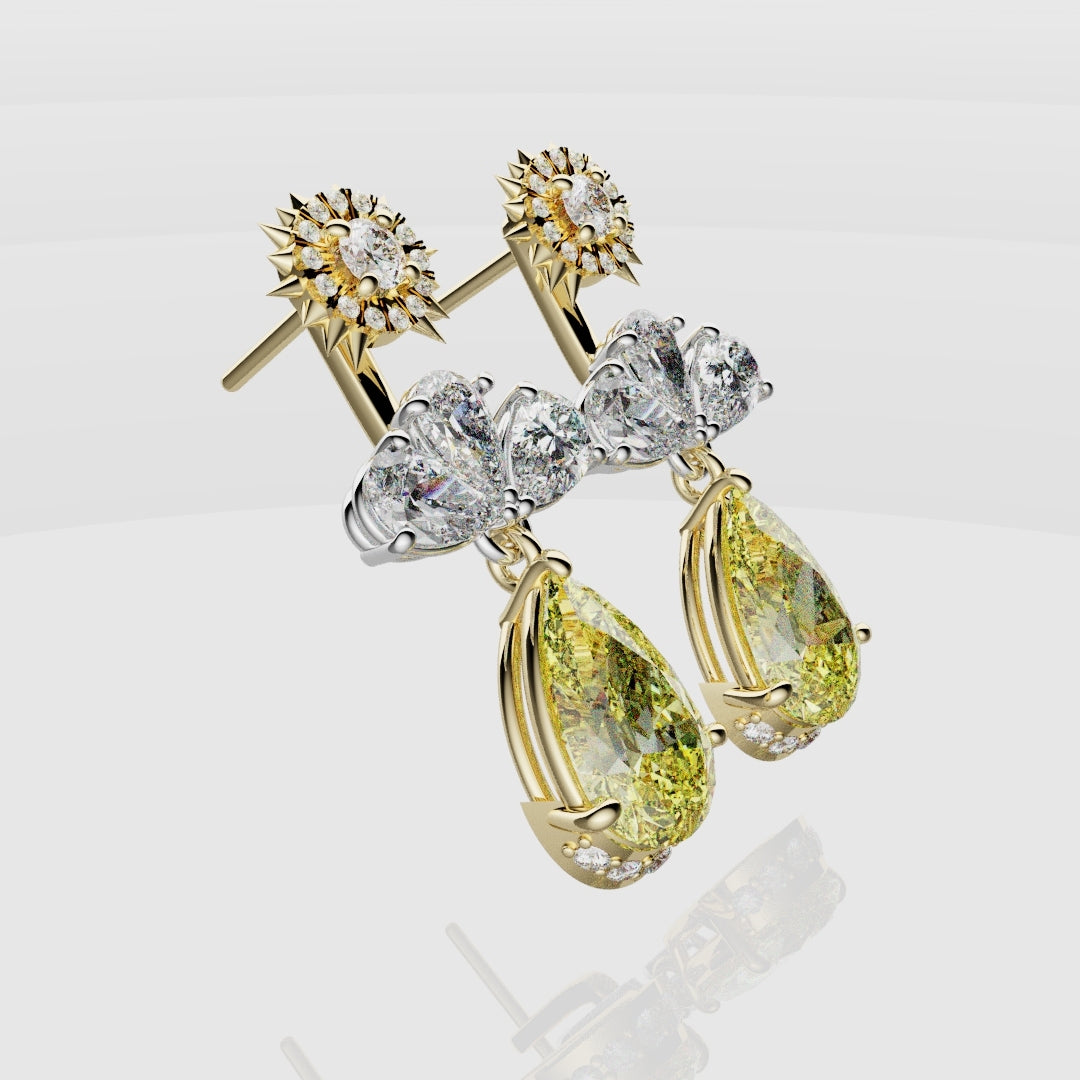 Bespoke High Jewellery Sun and Moon Earrings - White Gold and Yellow Gold