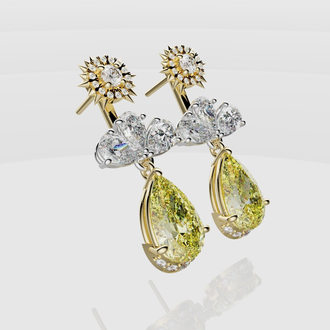 Bespoke High Jewellery Sun and Moon Earrings - White Gold and Yellow Gold