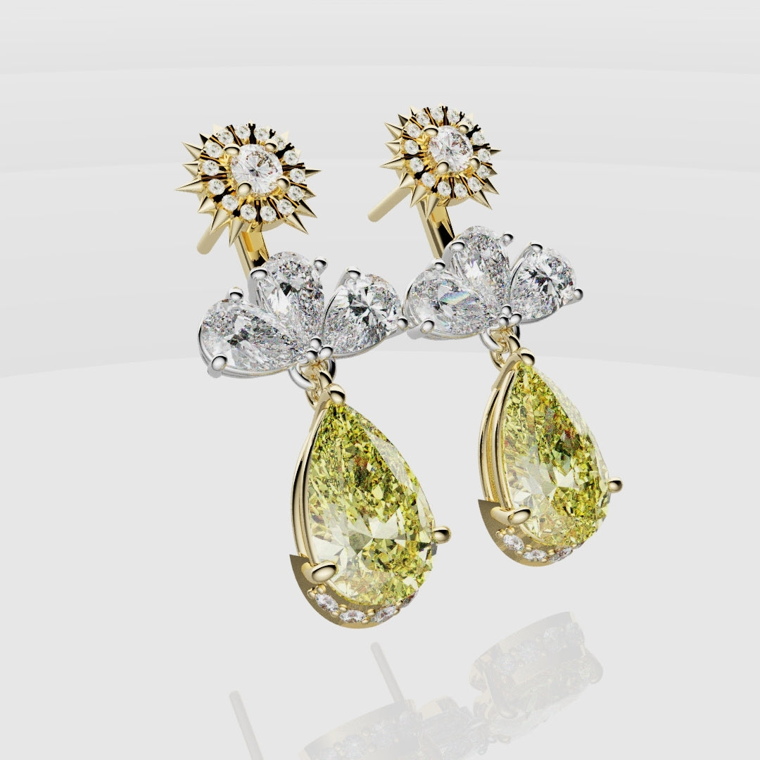 Bespoke High Jewellery Sun and Moon Earrings - White Gold and Yellow Gold