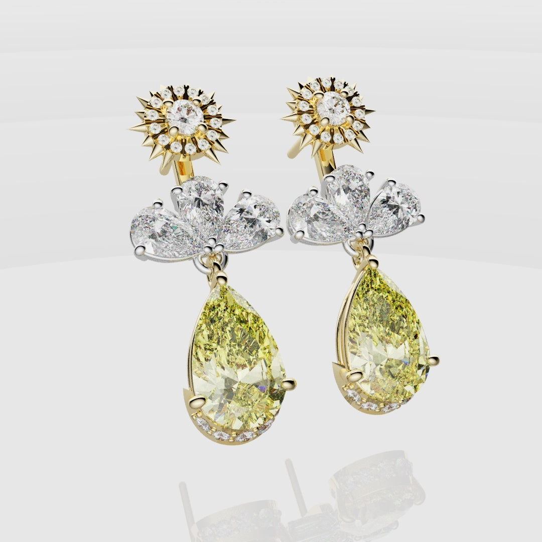 Bespoke High Jewellery Sun and Moon Earrings - White Gold and Yellow Gold