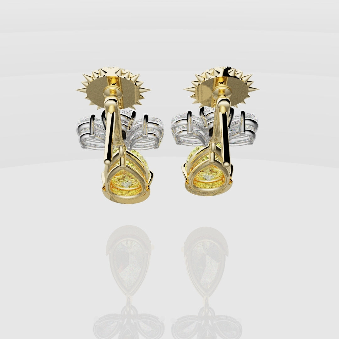 Bespoke High Jewellery Sun and Moon Earrings - White Gold and Yellow Gold