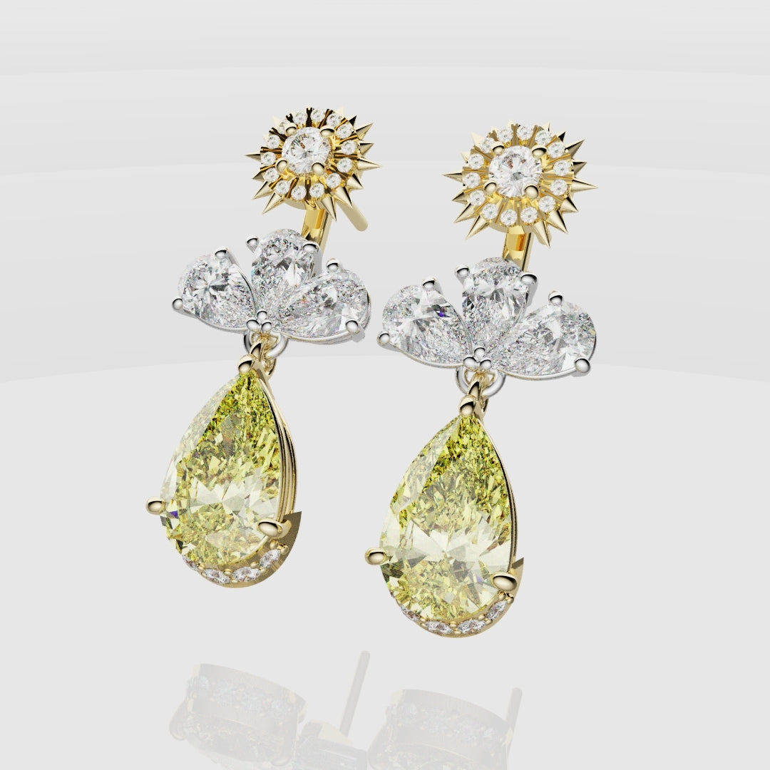 Bespoke High Jewellery Sun and Moon Earrings - White Gold and Yellow Gold