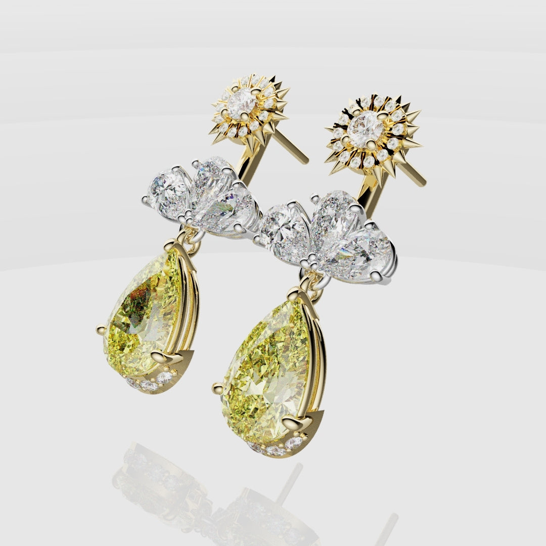 Bespoke High Jewellery Sun and Moon Earrings - White Gold and Yellow Gold