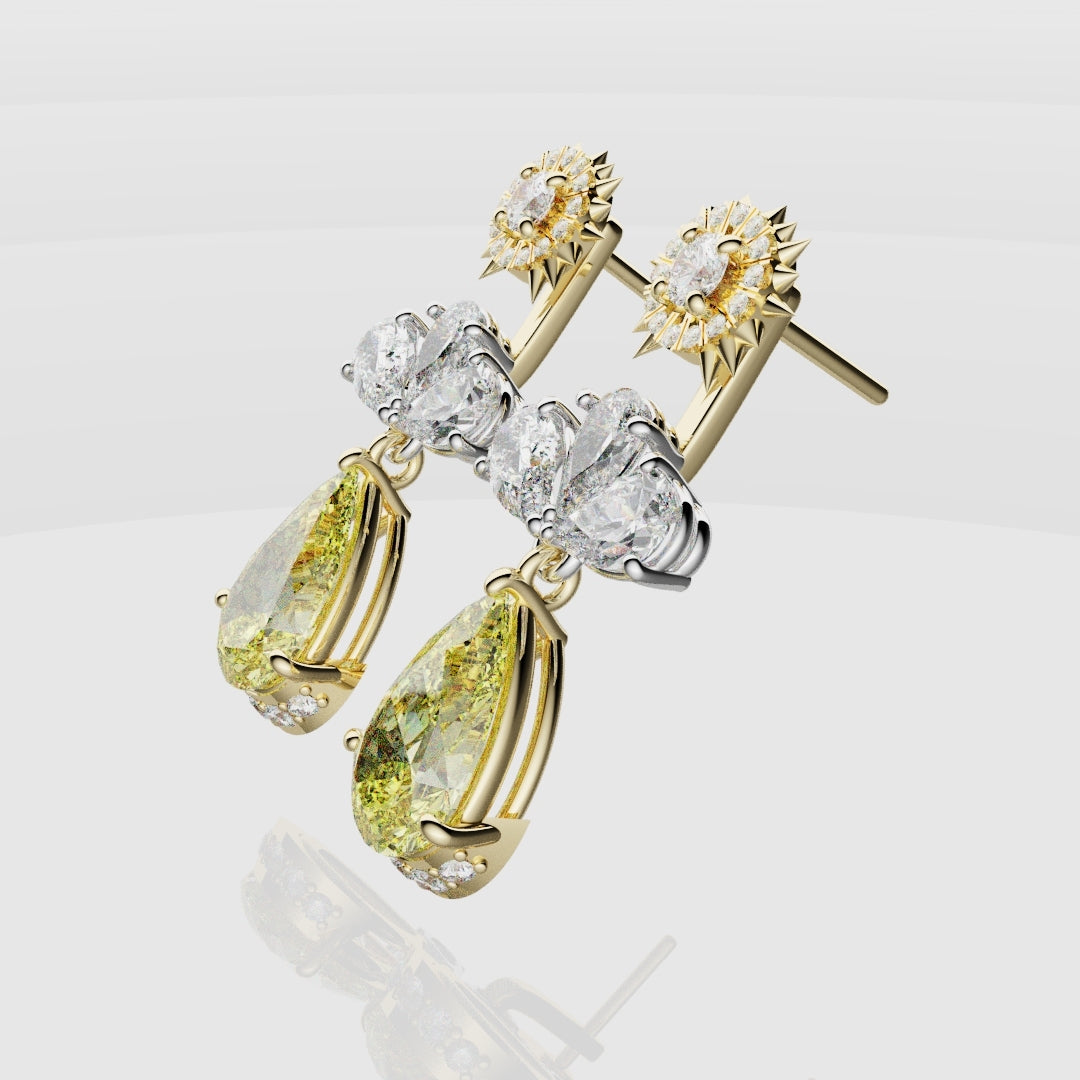 Bespoke High Jewellery Sun and Moon Earrings - White Gold and Yellow Gold