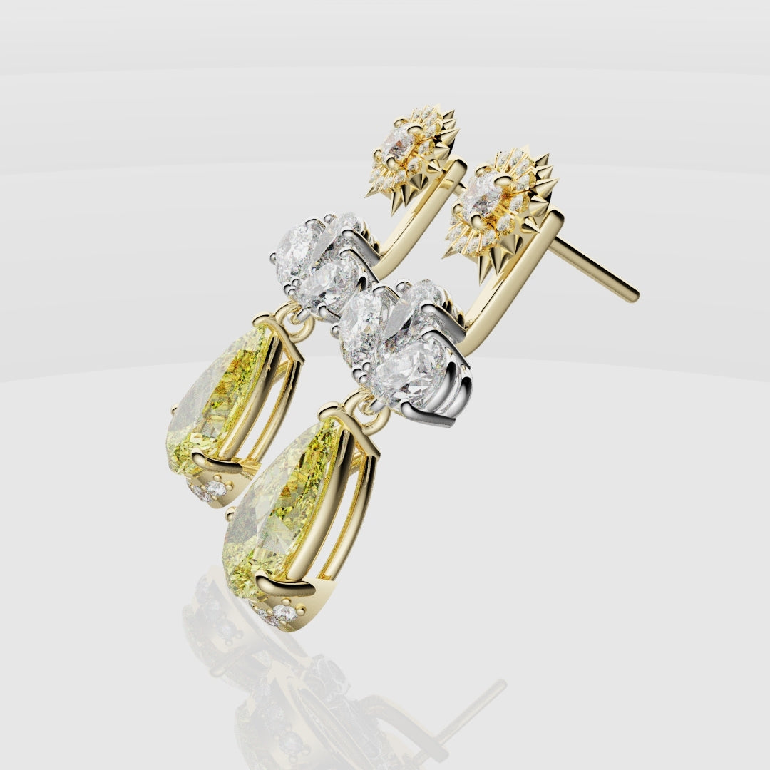 Bespoke High Jewellery Sun and Moon Earrings - White Gold and Yellow Gold