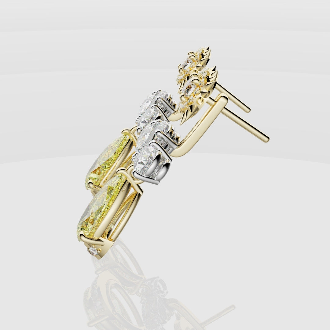 Bespoke High Jewellery Sun and Moon Earrings - White Gold and Yellow Gold