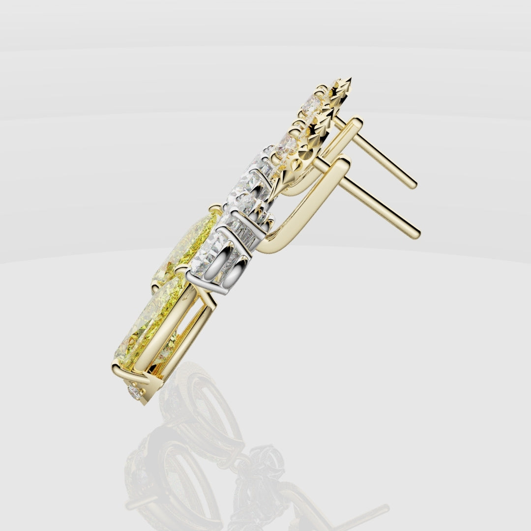 Bespoke High Jewellery Sun and Moon Earrings - White Gold and Yellow Gold