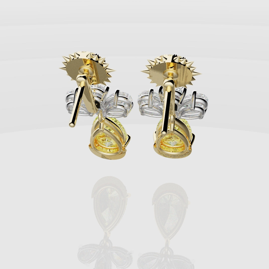 Bespoke High Jewellery Sun and Moon Earrings - White Gold and Yellow Gold