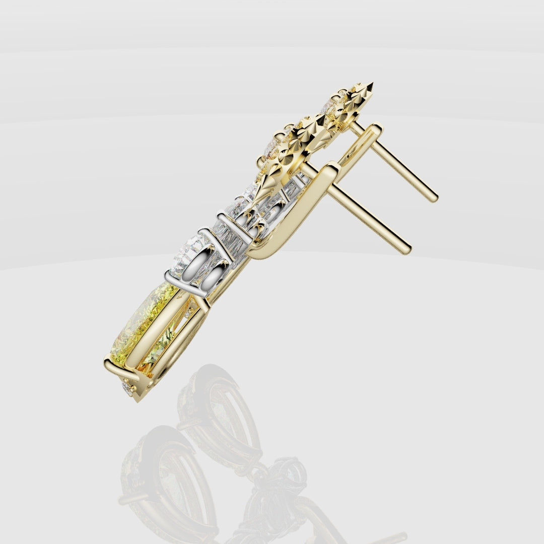 Bespoke High Jewellery Sun and Moon Earrings - White Gold and Yellow Gold