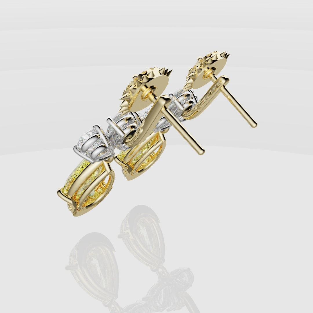 Bespoke High Jewellery Sun and Moon Earrings - White Gold and Yellow Gold
