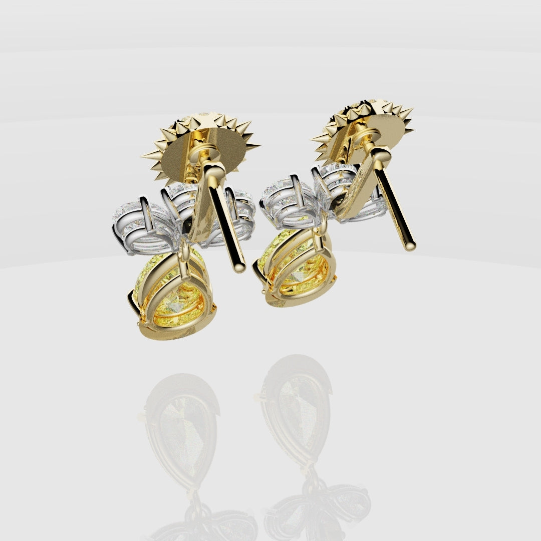 Bespoke High Jewellery Sun and Moon Earrings - White Gold and Yellow Gold