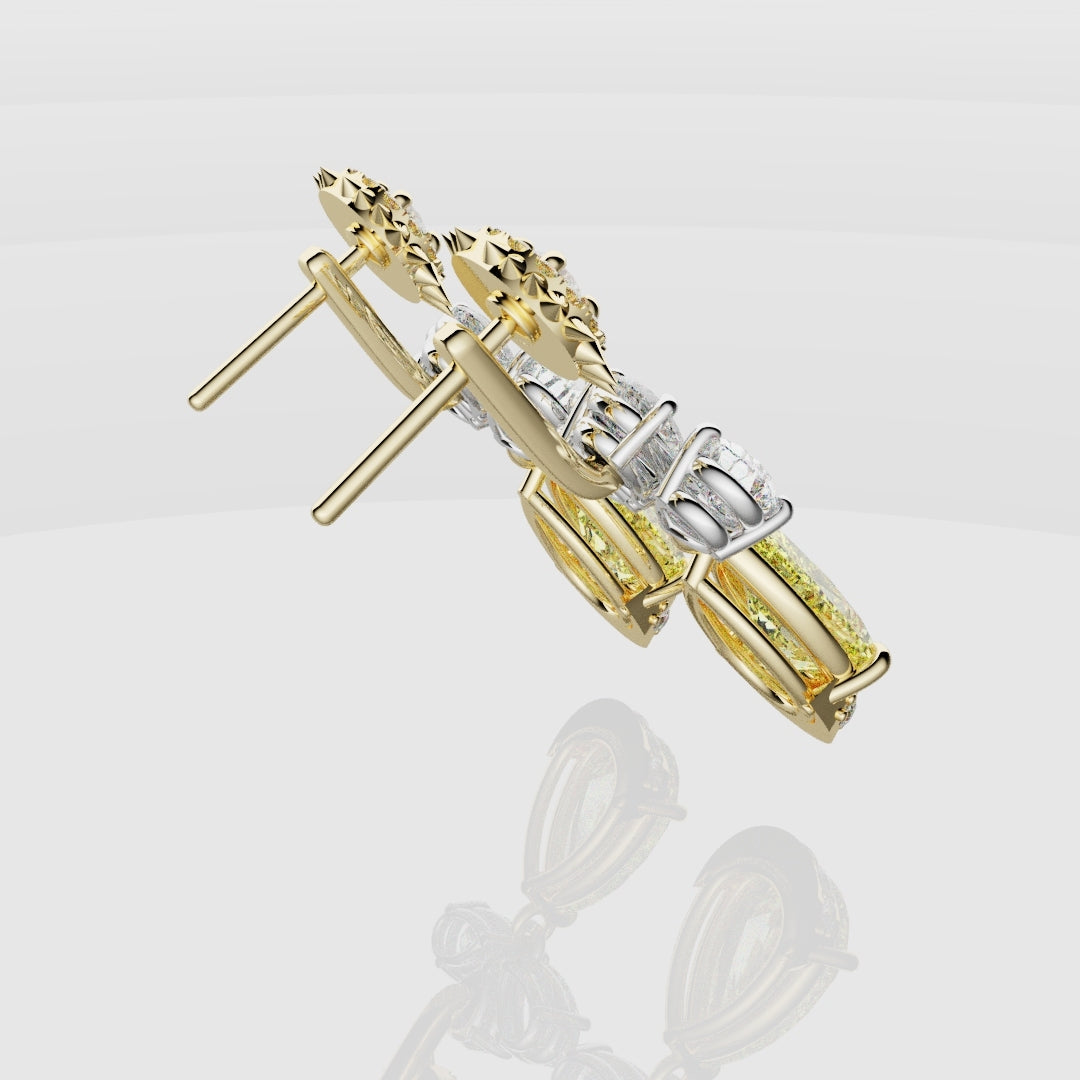 Bespoke High Jewellery Sun and Moon Earrings - White Gold and Yellow Gold