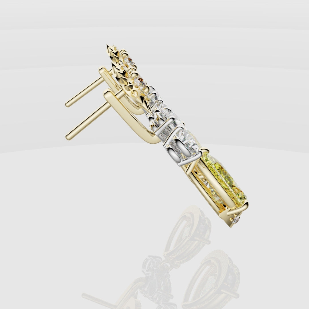 Bespoke High Jewellery Sun and Moon Earrings - White Gold and Yellow Gold