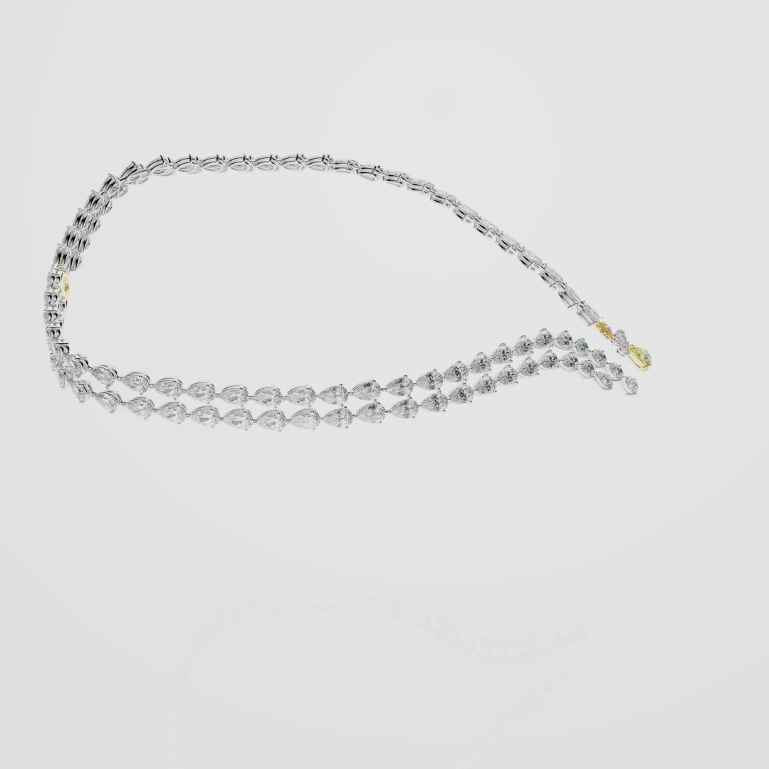 Bespoke High Jewellery Sun and Moon Necklace - White gold and Yellow Gold