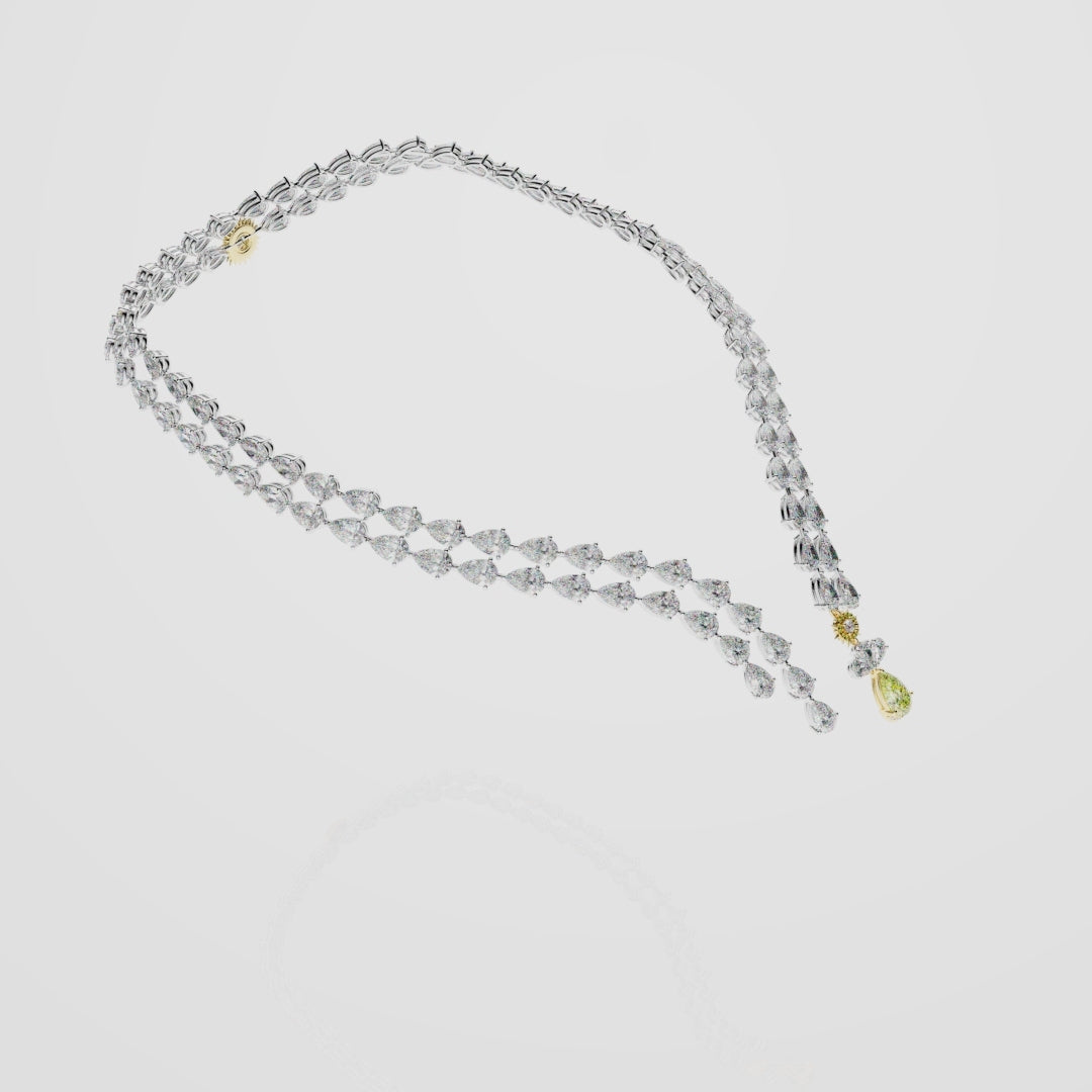 Bespoke High Jewellery Sun and Moon Necklace - White gold and Yellow Gold