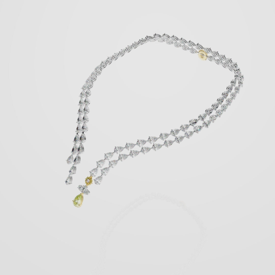 Bespoke High Jewellery Sun and Moon Necklace - White gold and Yellow Gold