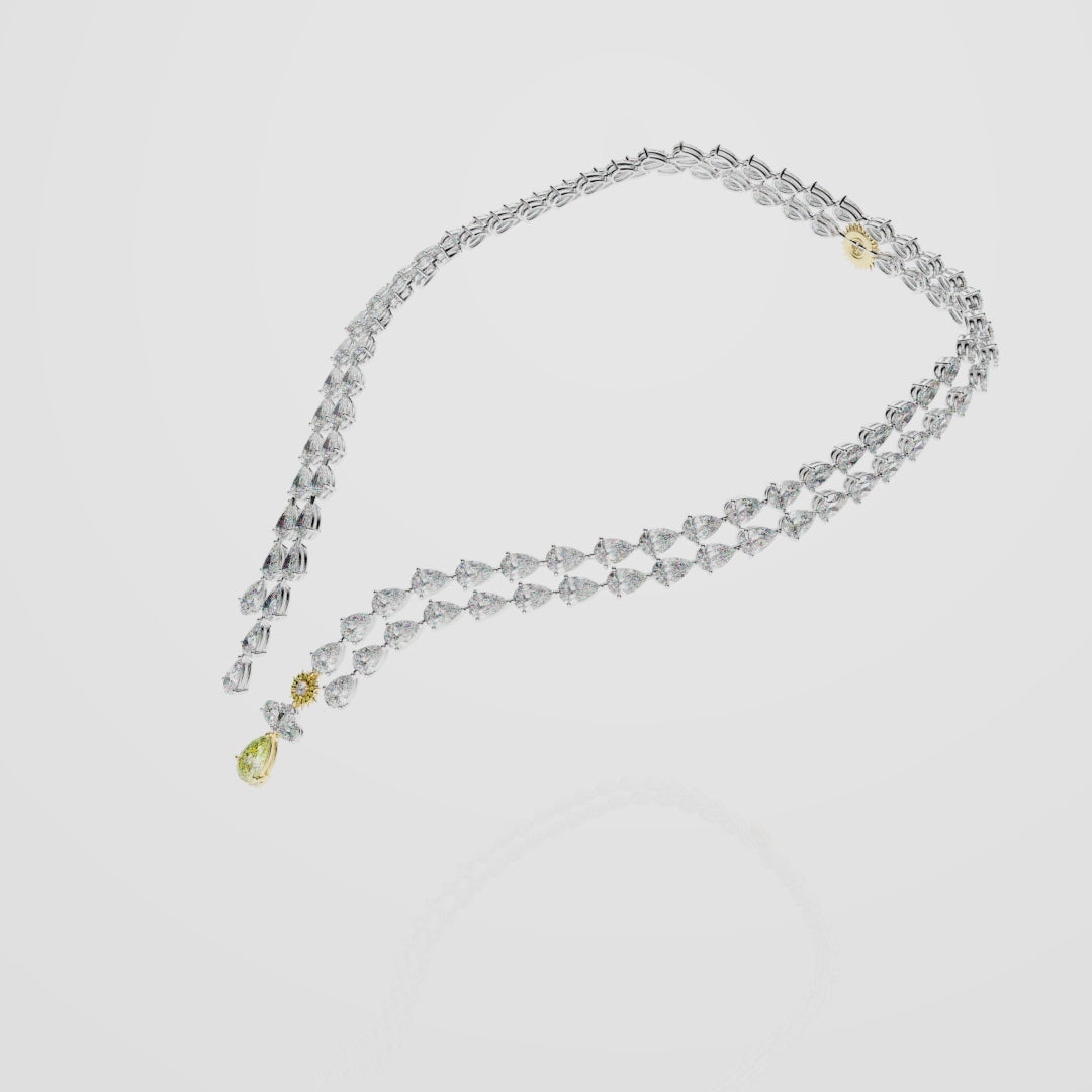Bespoke High Jewellery Sun and Moon Necklace - White gold and Yellow Gold