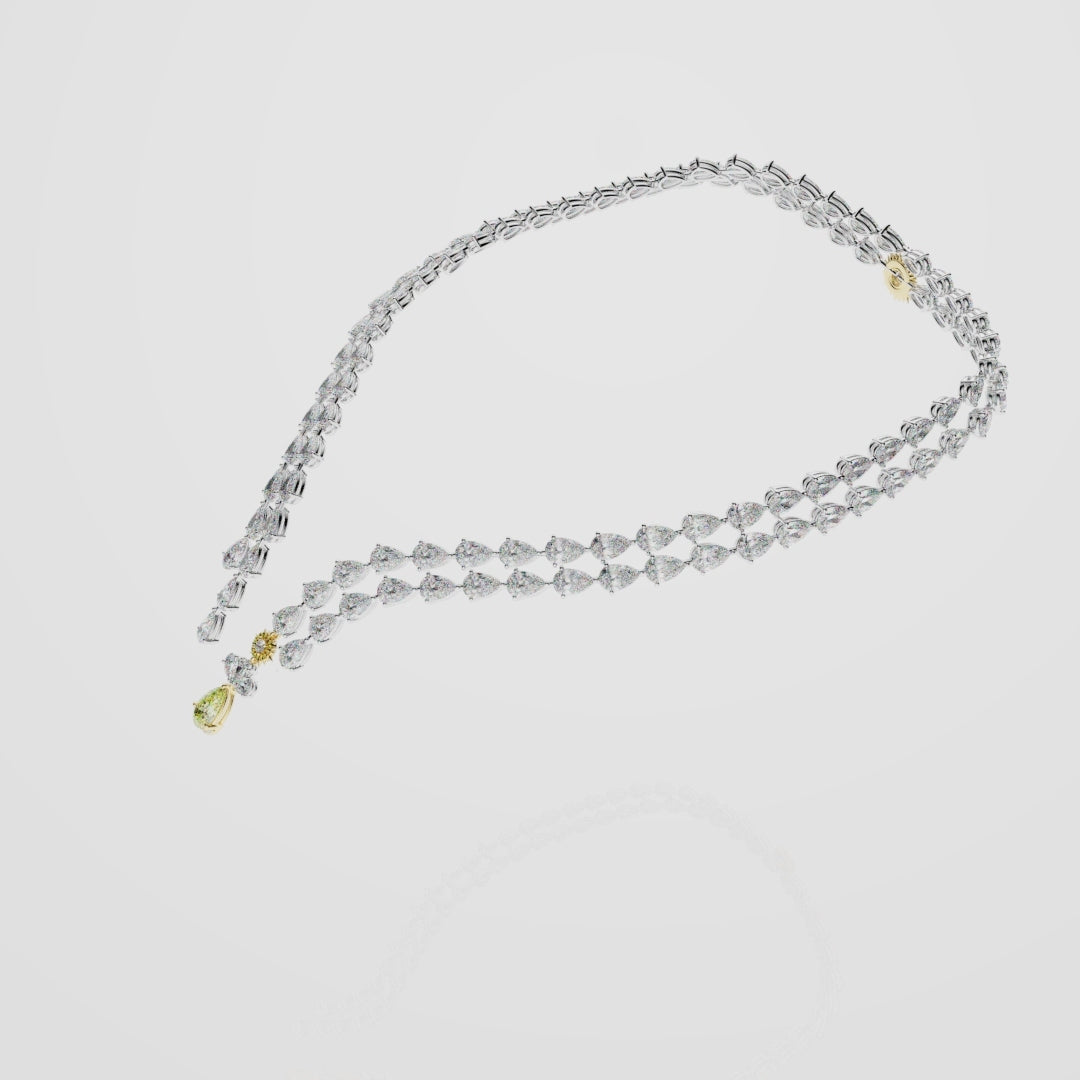 Bespoke High Jewellery Sun and Moon Necklace - White gold and Yellow Gold