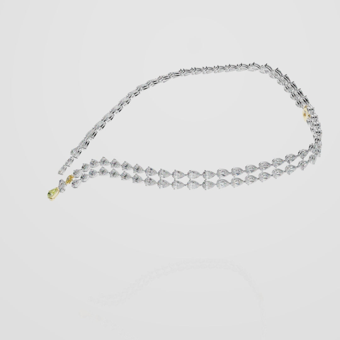 Bespoke High Jewellery Sun and Moon Necklace - White gold and Yellow Gold