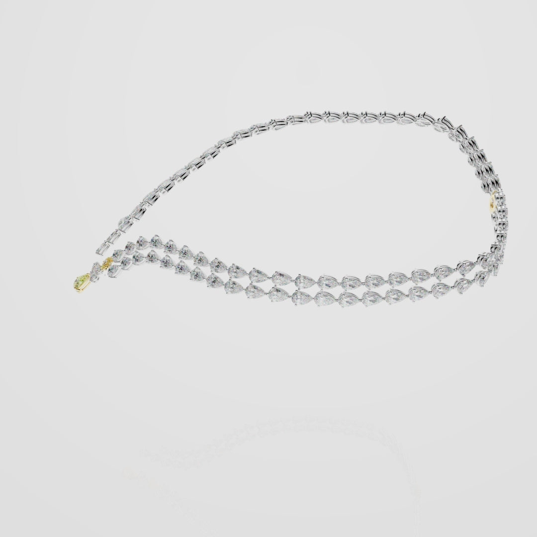 Bespoke High Jewellery Sun and Moon Necklace - White gold and Yellow Gold