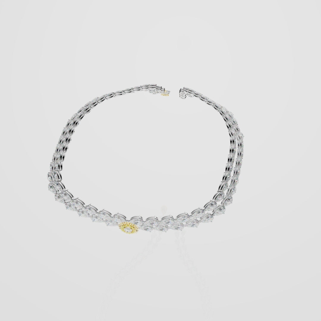 Bespoke High Jewellery Sun and Moon Necklace - White gold and Yellow Gold