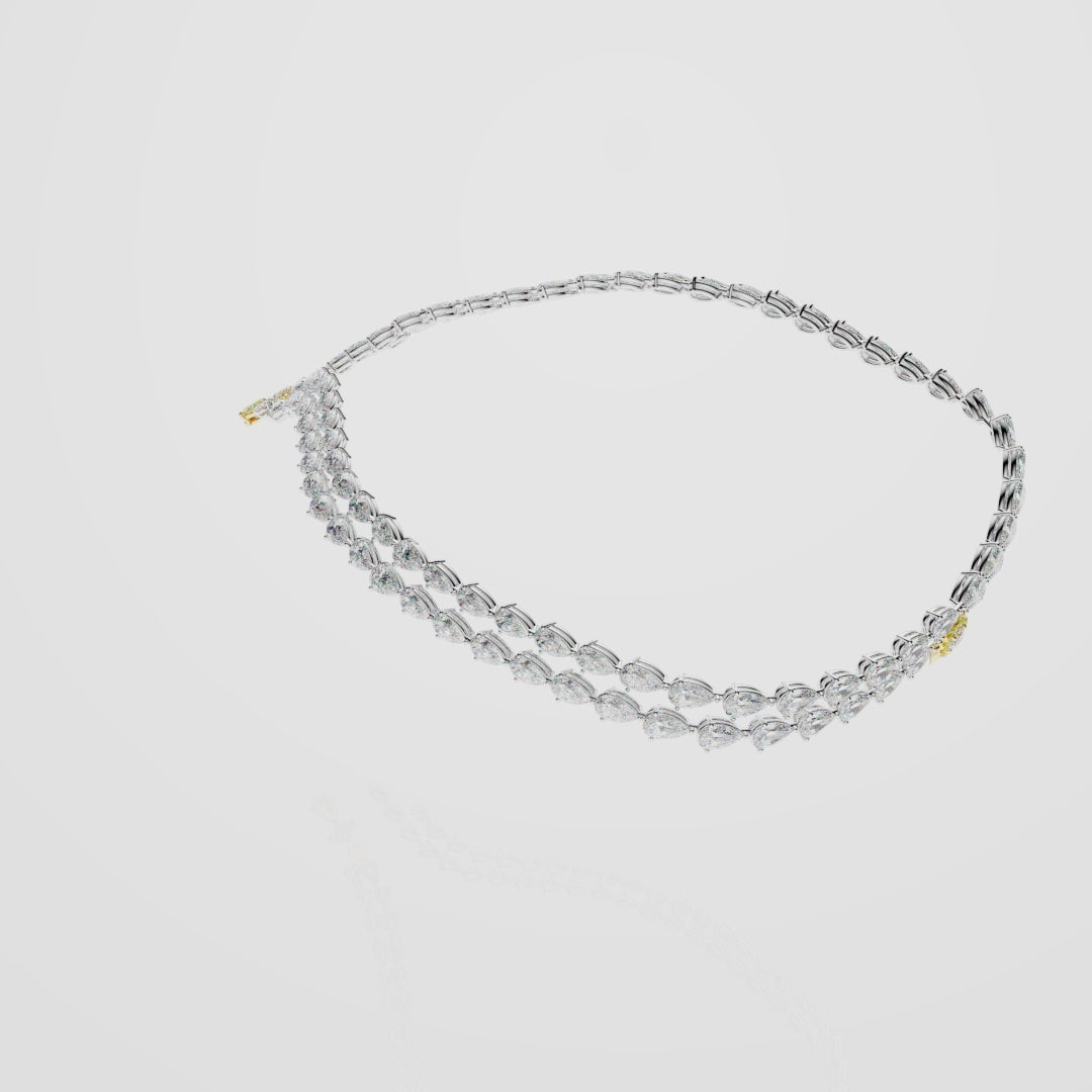 Bespoke High Jewellery Sun and Moon Necklace - White gold and Yellow Gold