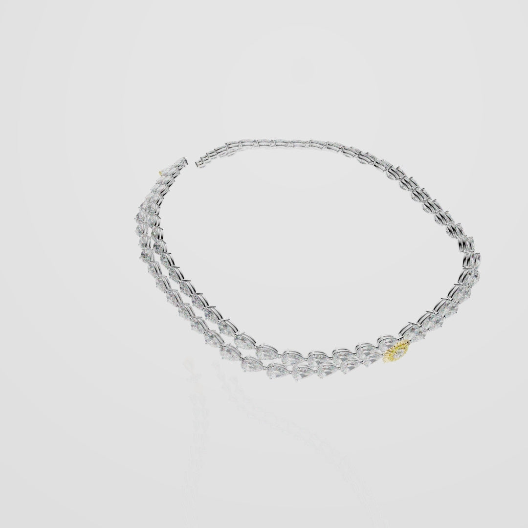 Bespoke High Jewellery Sun and Moon Necklace - White gold and Yellow Gold