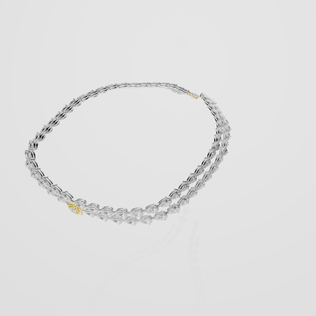 Bespoke High Jewellery Sun and Moon Necklace - White gold and Yellow Gold