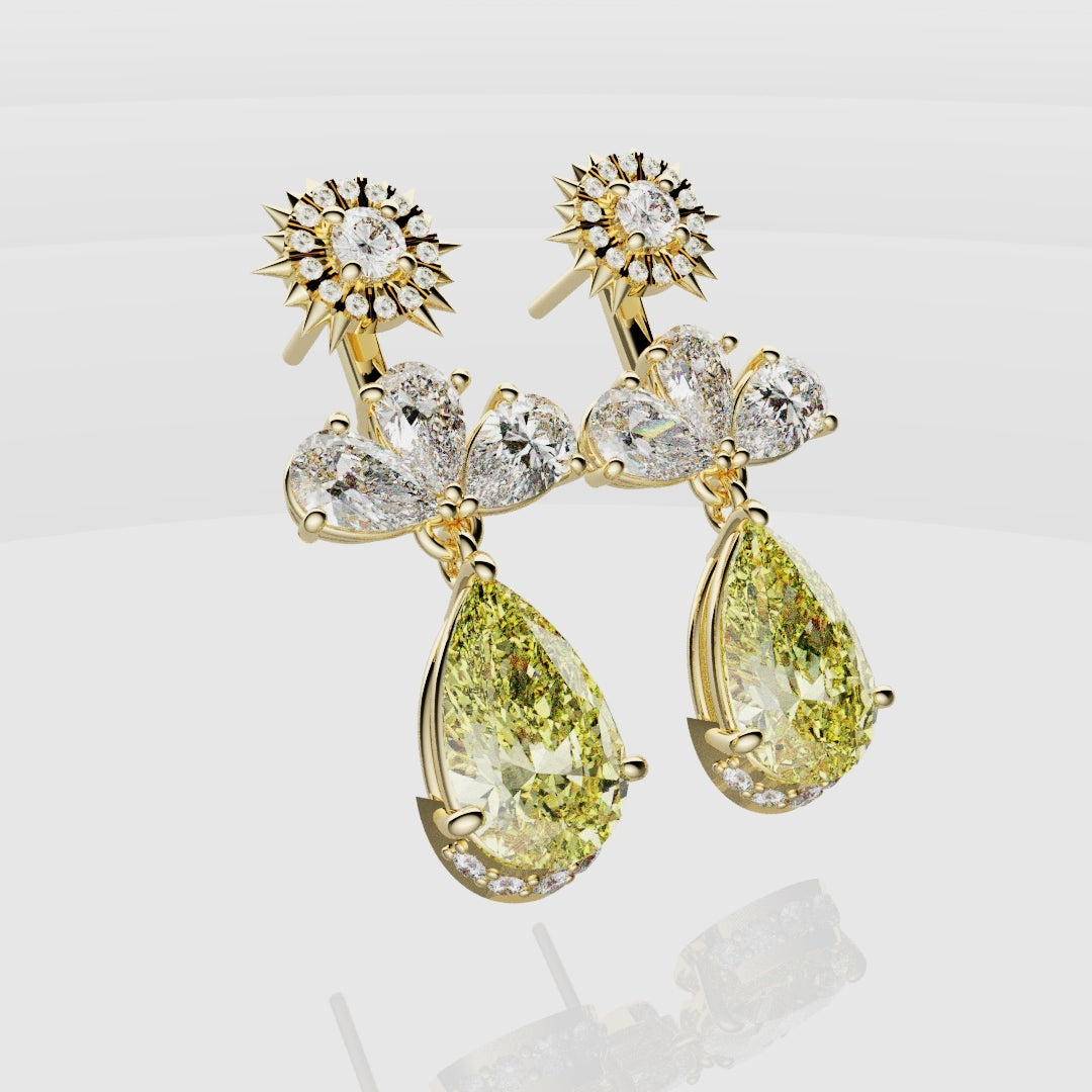 Bespoke High Jewellery Sun and Moon Earrings - Yellow Gold