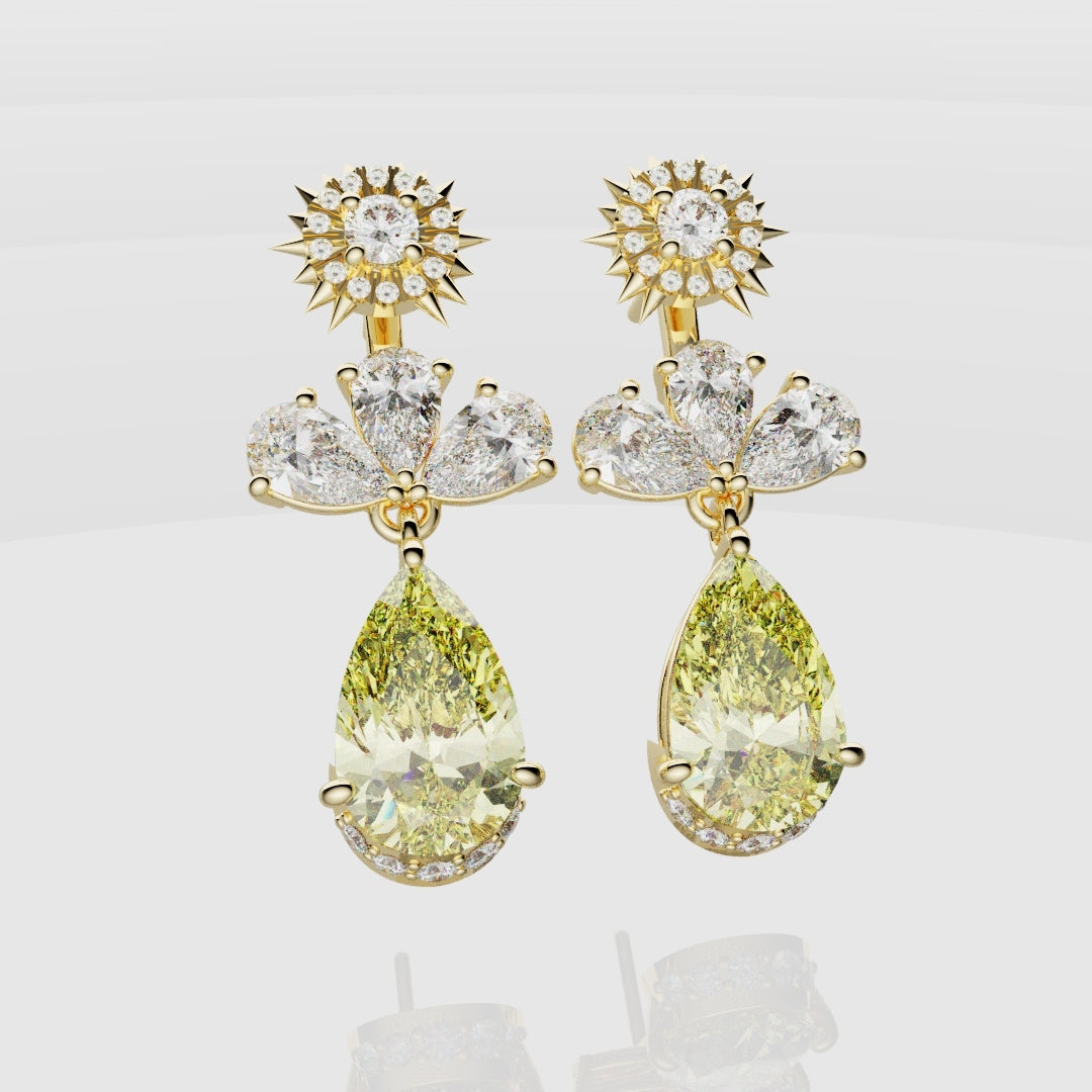 Bespoke High Jewellery Sun and Moon Earrings - Yellow Gold