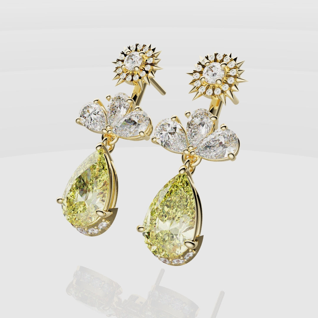 Bespoke High Jewellery Sun and Moon Earrings - Yellow Gold