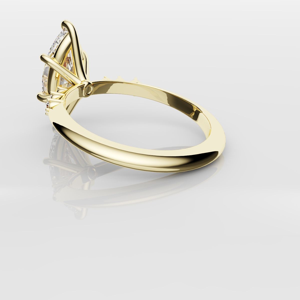 Marquise Engagement Ring With Round Diamond Accents - Yellow Gold