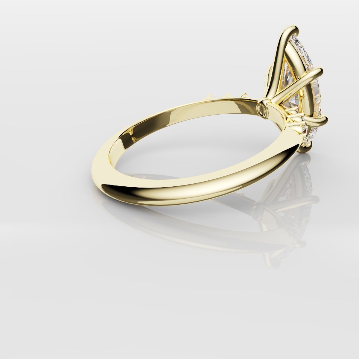 Marquise Engagement Ring With Round Diamond Accents - Yellow Gold