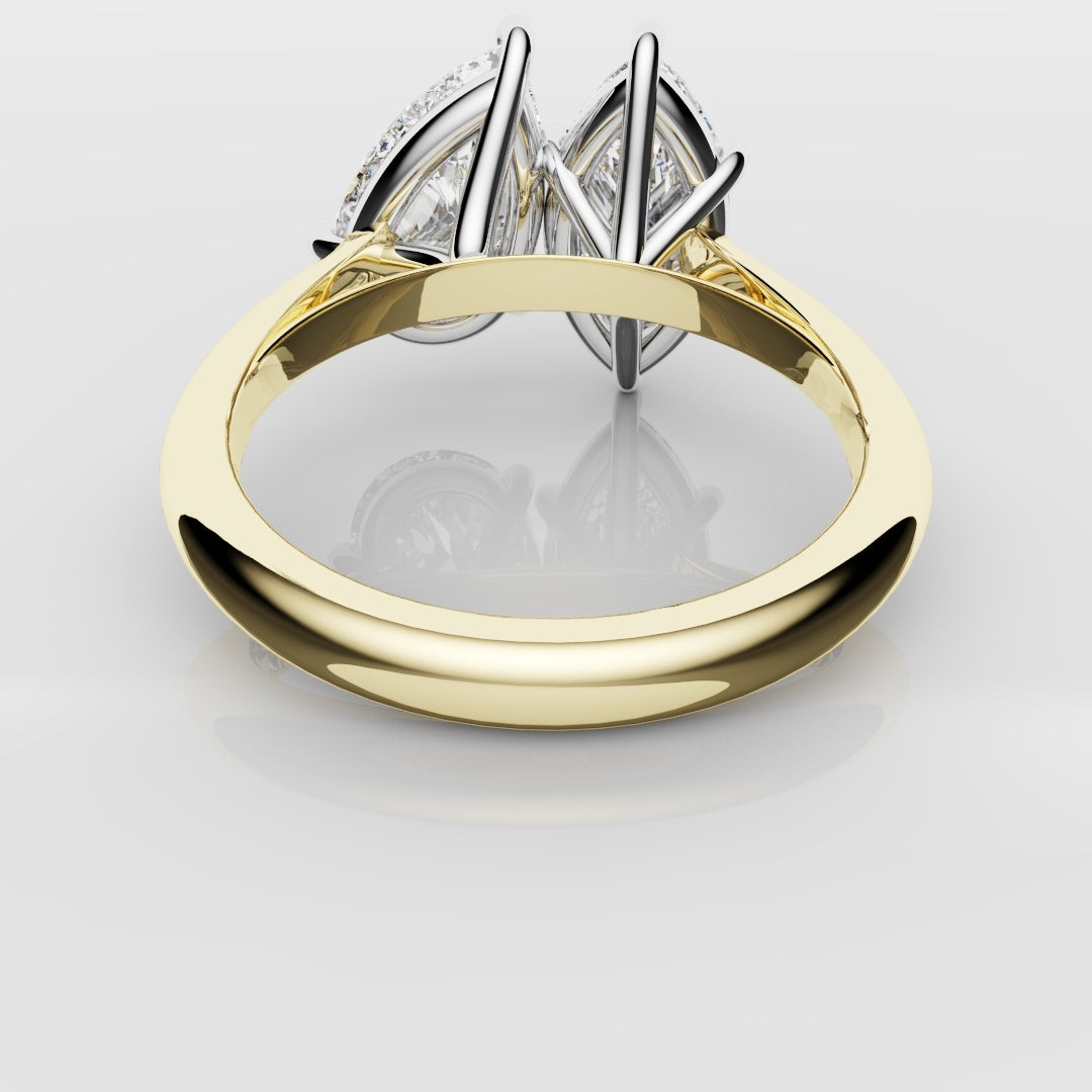 Marquise and Pear Diamond Two Stone Engagement Ring