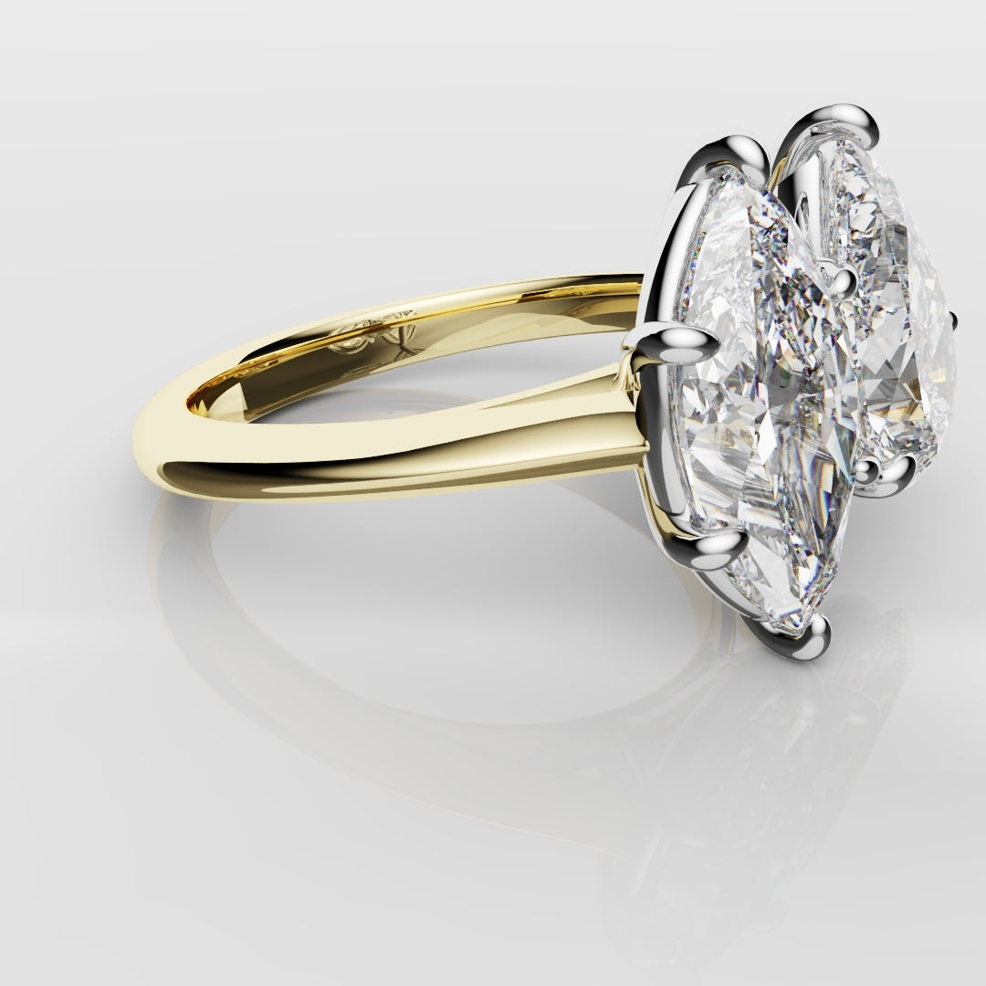 Marquise and Pear Diamond Two Stone Engagement Ring