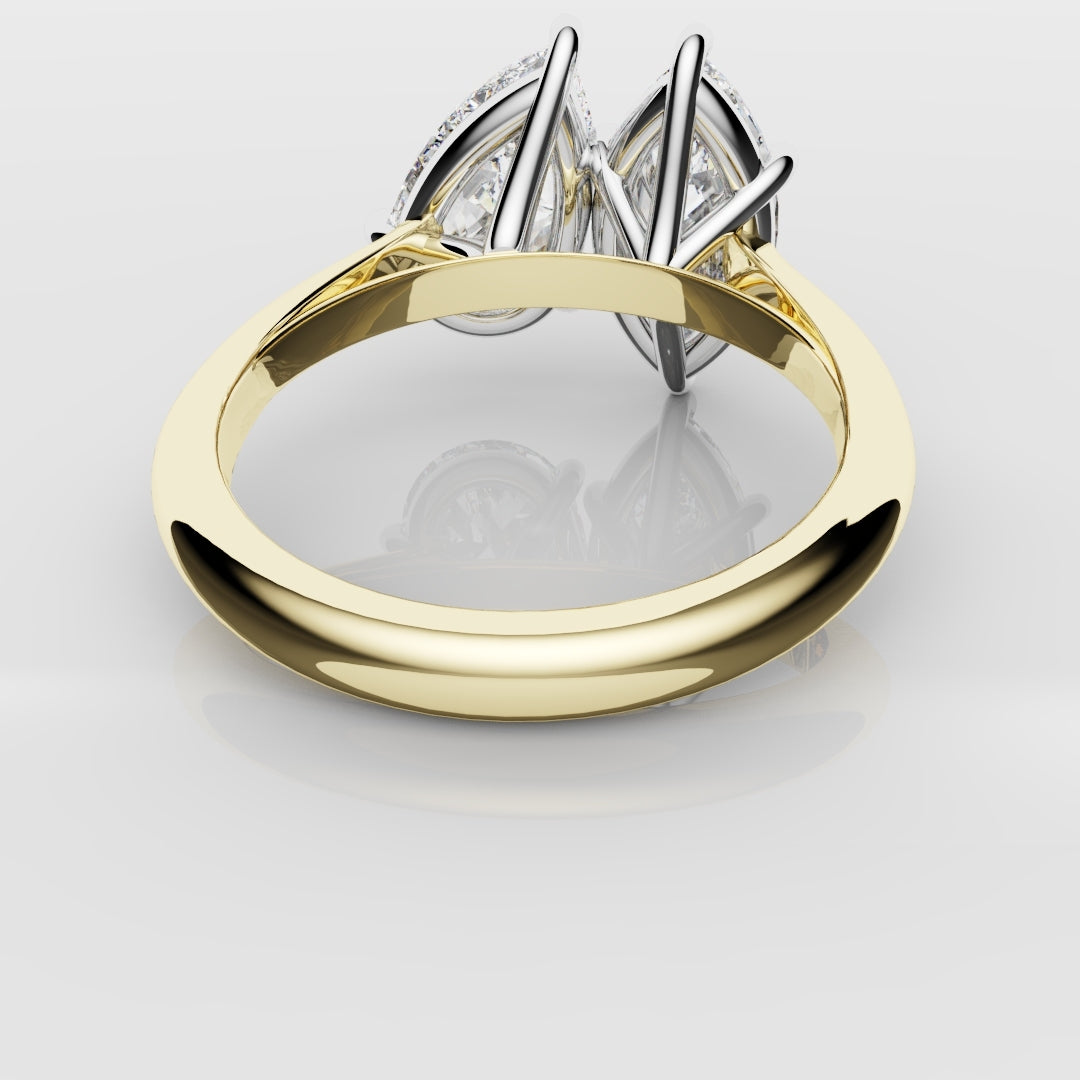 Marquise and Pear Diamond Two Stone Engagement Ring