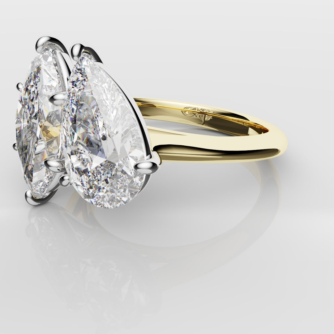 Marquise and Pear Diamond Two Stone Engagement Ring