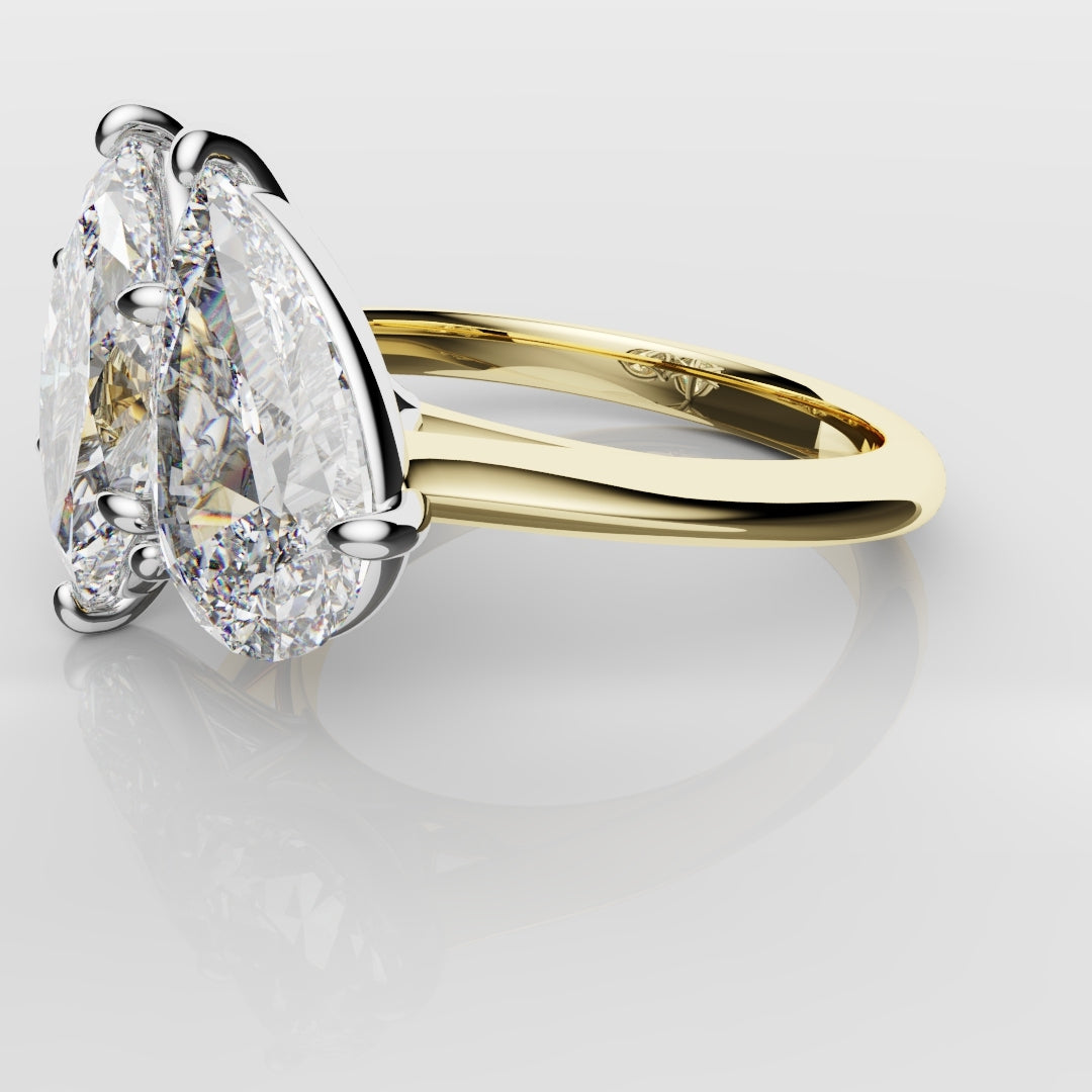 Marquise and Pear Diamond Two Stone Engagement Ring