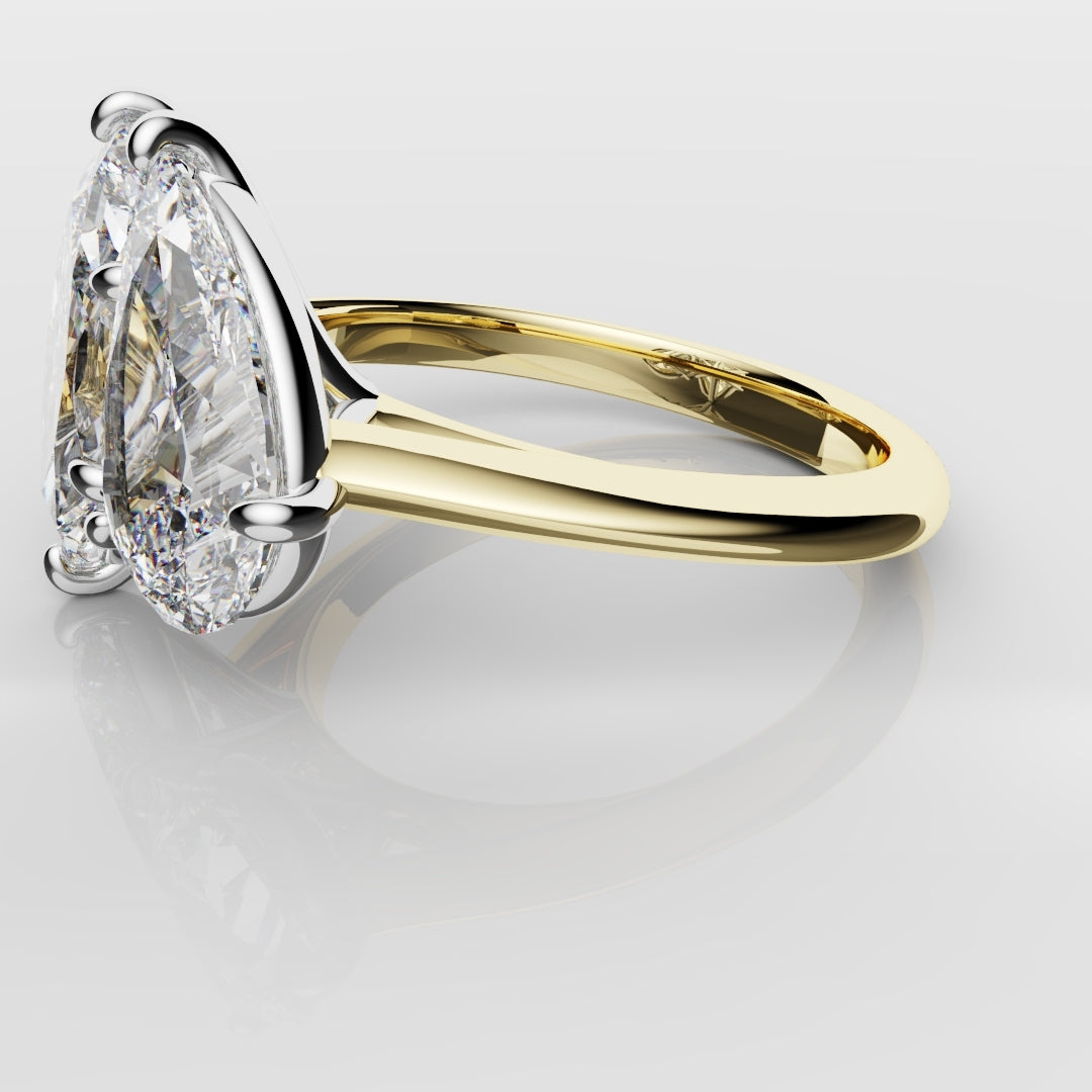 Marquise and Pear Diamond Two Stone Engagement Ring