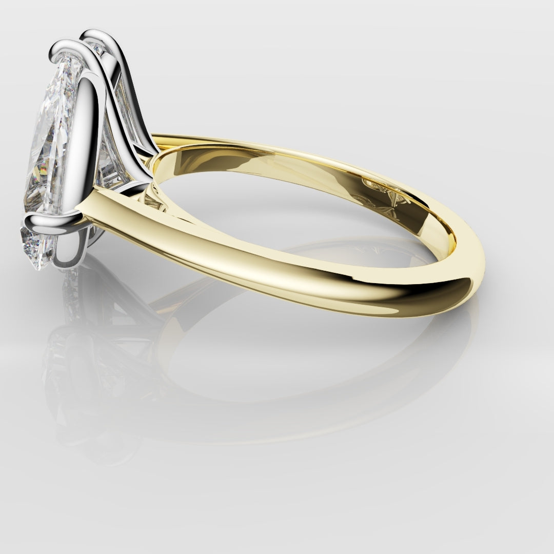 Marquise and Pear Diamond Two Stone Engagement Ring